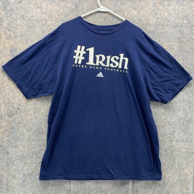 Adidas Shirt Men 2X Adult Blue White Athletic Training Irish Notre Dame  Football