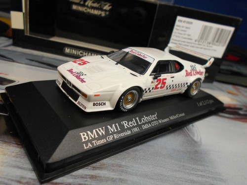 Maquette 1/43 MINICHAMPS BMW M1 IMSA Red Lobster – GP De Los Angeles 1981, Complète En Boîte
