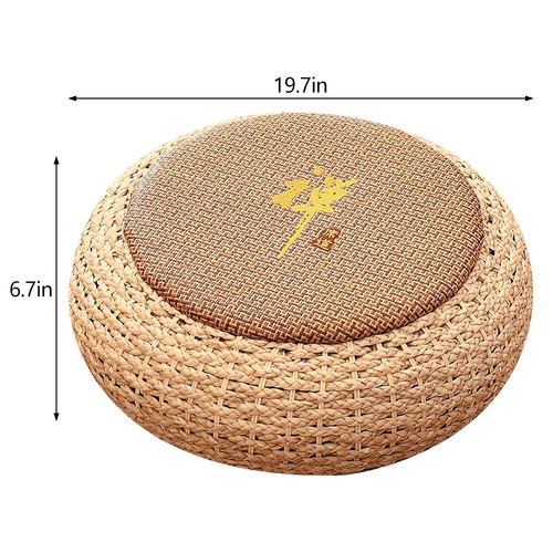 Handmade Straw Flat Seat Cushion Tatami Floor Pillow Round Sitting Padded - Picture 36 of 46