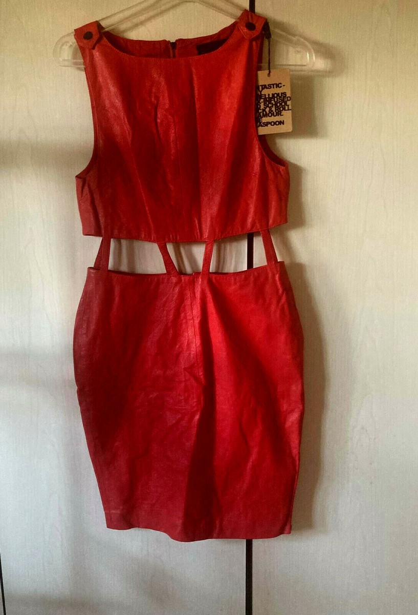 ONE TEASPOON Real Leather Cut Out Party Dress Full Zip Lined size S Rare!  Sample | eBay