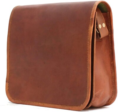 Messenger Satchel Leather Bag Vintage Laptop Men's Shoulder Genuine Brown New 17