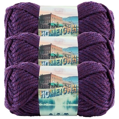 (3 Pack) Lion Brand Yarn 135-148E Hometown Bulky Yarn, Portland Wine