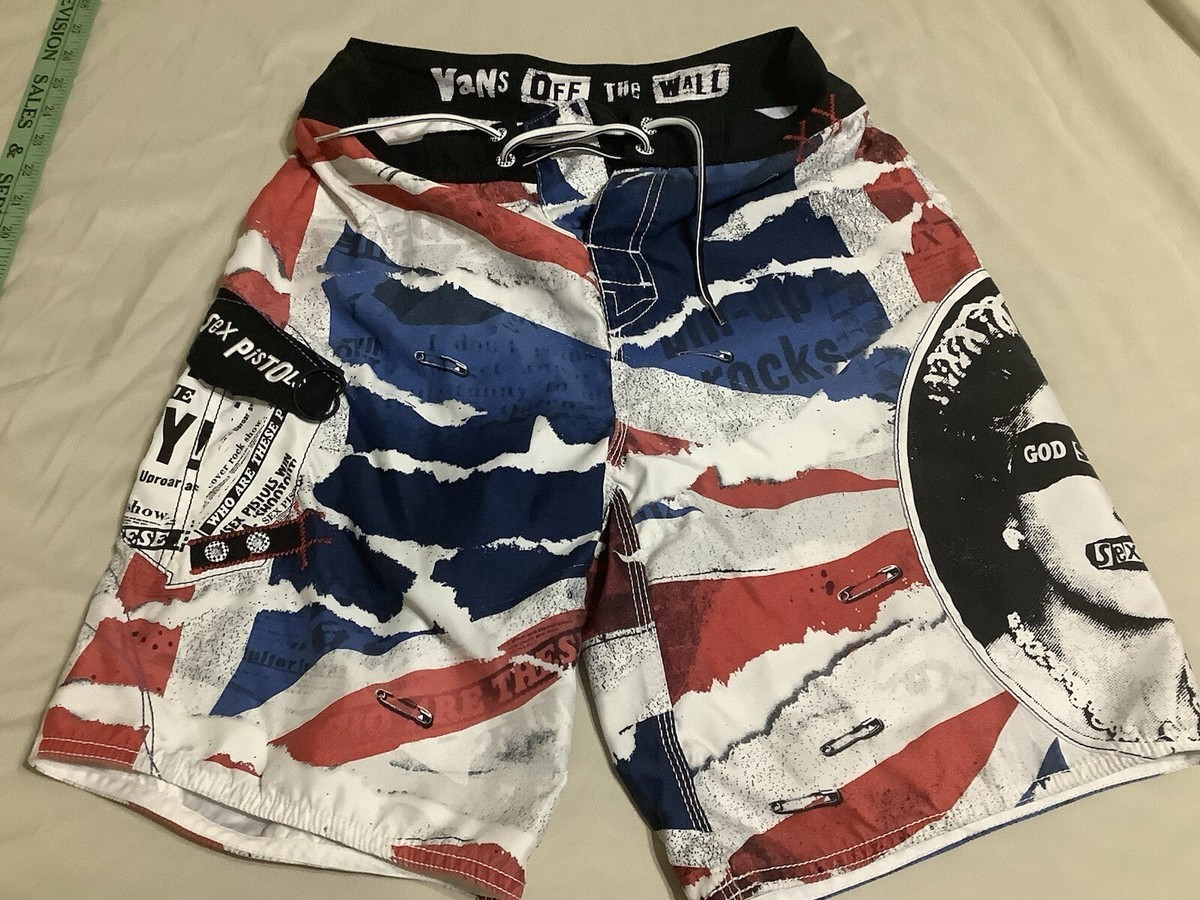 Vans X Sex Pistols Mens Graphic Board Shorts 28 Swim Pocket Vans X Sex Pistols Mens Graphic Board Shorts 28 Swim Pocket