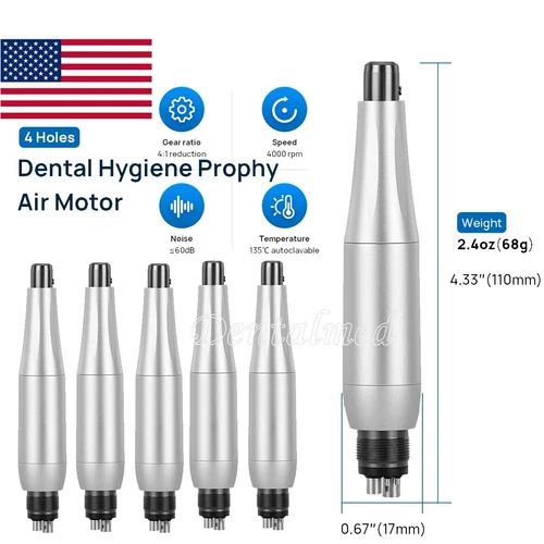 AZDENT Dental Hygiene Prophy Handpiece Air Motor 4 Holes & 4:1 Nose Cone