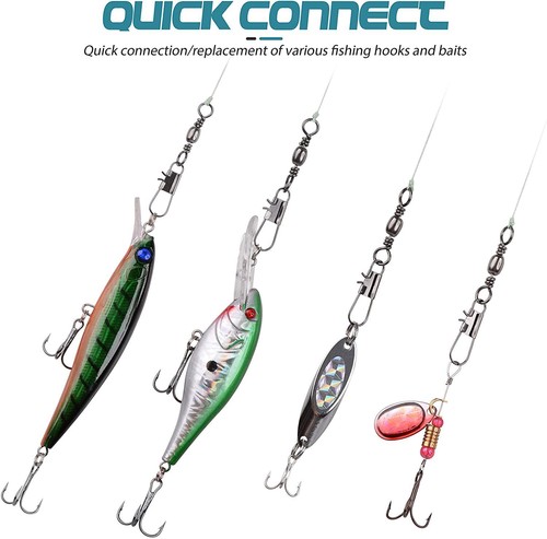 Fishing Swivels Snaps Kit Rolling Barrel Swivel Lure Connector Tackle Box 1#-10# - Picture 4 of 48
