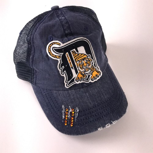 Detroit Tigers factory distressed sparkle unstructured trucker hat