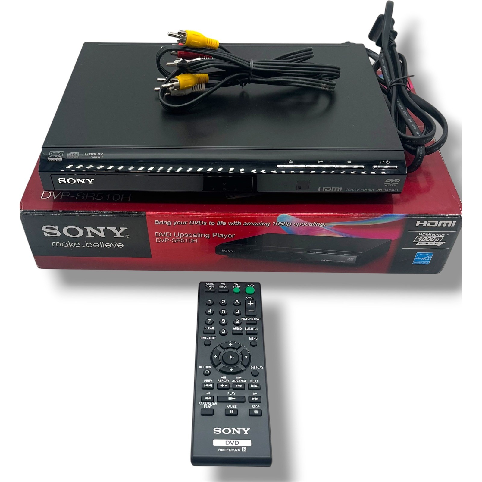 Sony DVP-SR510H DVD Player 1080p Upscaling HDMI CD Player with Remote and Box