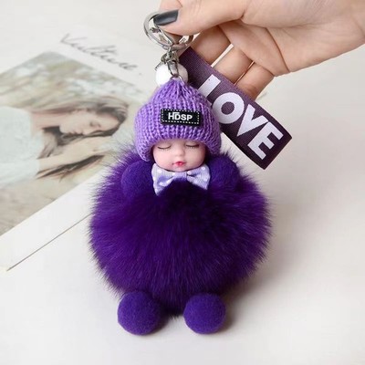 Schlüsselanhänger schlafendes Baby süß flauschig Plüschpuppe Schlüsselanhänger Damen Mädchen Taschenanhänger