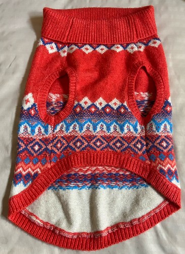 St Johns Bark Pet Apparel Dog Knit Sweater - Fair Isle/Orange Blue - Size L