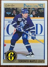 1991-92 O-PEE-CHEE PREMIER WENDEL CLARK TORONTO MAPLE LEAFS TEAM CARD #177 NM/MT