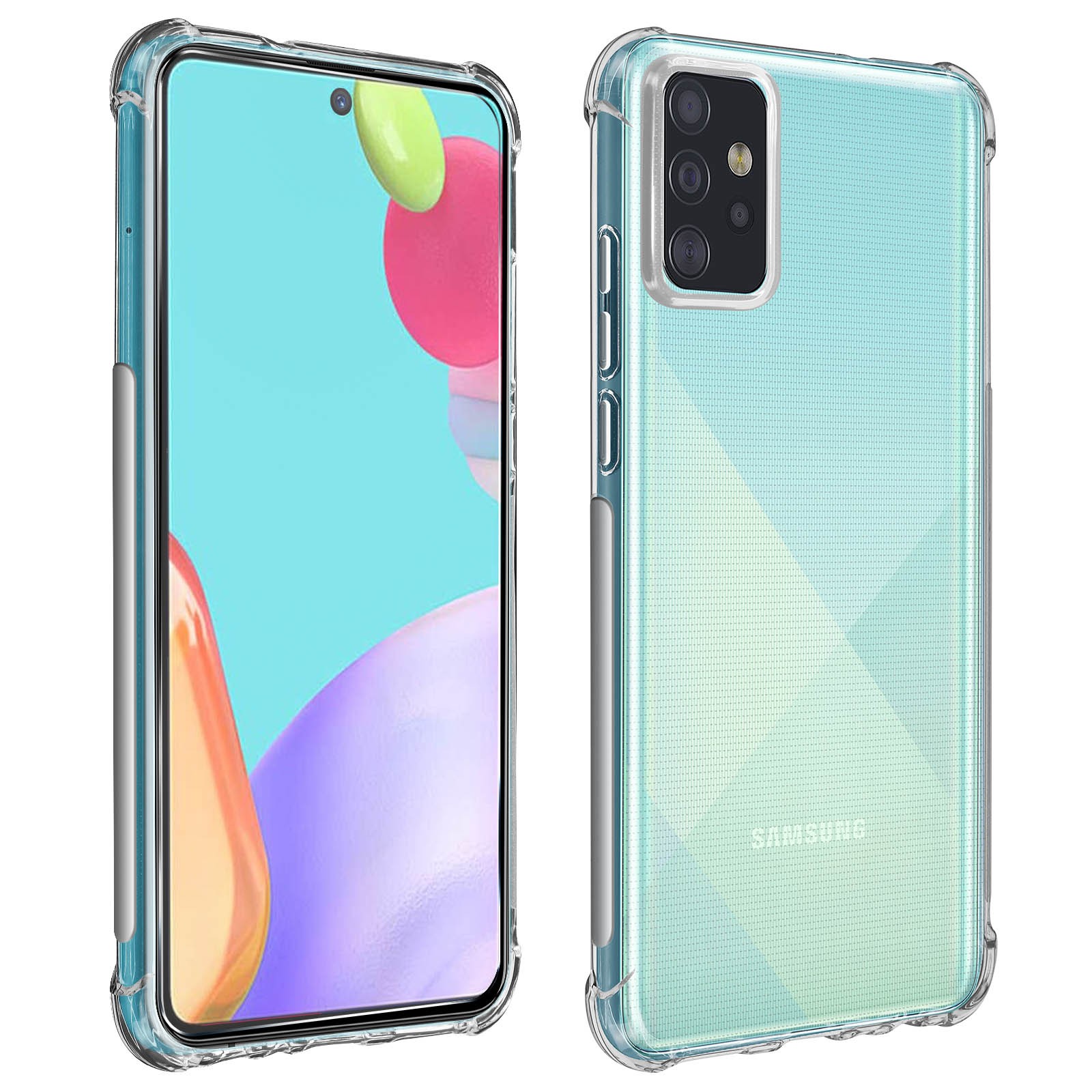 Coque transparente Galaxy A52 4G avec verre trempé pour éviter les bris d'écran