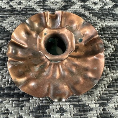 VINTAGE GREGORIAN COPPER CANDLE HOLDER 4 x 4 x 1  1/2 INCHES CANDLESTICK DECOR