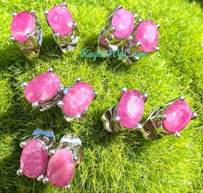 Wholesale Lot 5 Pairs Natural Ruby Stud Earring 4x6mm