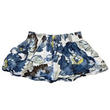 Abercrombie Blue Floral Smocked Micro Mini Skirt Womens M Cotton Y2k Boho Beach