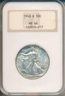 1943-D WALKING LIBERTY SILVER HALF DOLLAR **NGC CERTIFIED MS 64** SHIPS FREE!!