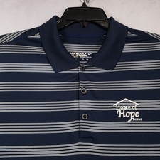 Nike Tour Performance Polo Shirt Mens 2XL Black Stiped Short Sleeve Golf Logos