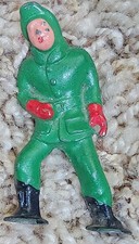 Vintage 1950's Cast Lead Green Male Skater Figurine - Barclay