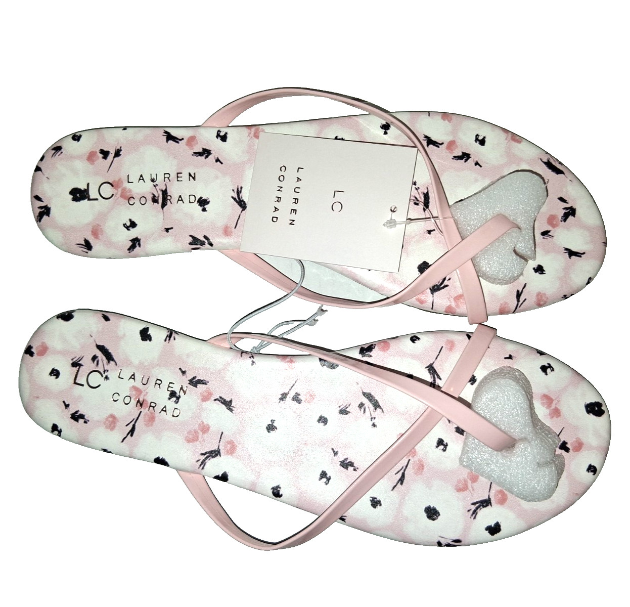 LC Lauren Conrad Women's Pink Floral Flip Flop Size 8 Sandals NWT