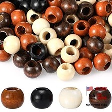 160 Pieces Large Hole Barrel 20mm Diameter 10mm Hole Wooden Beads Natural