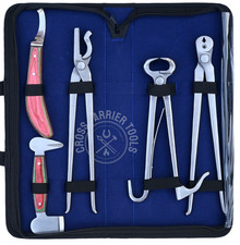 PRO Horse Farrier Tool Kit Nail Cutter Clincher Puller Buffer Hoof Knife Case