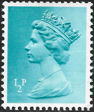 1977 Sg X843 U53 ½p bright turquoise-blue (1 centre band) MNH
