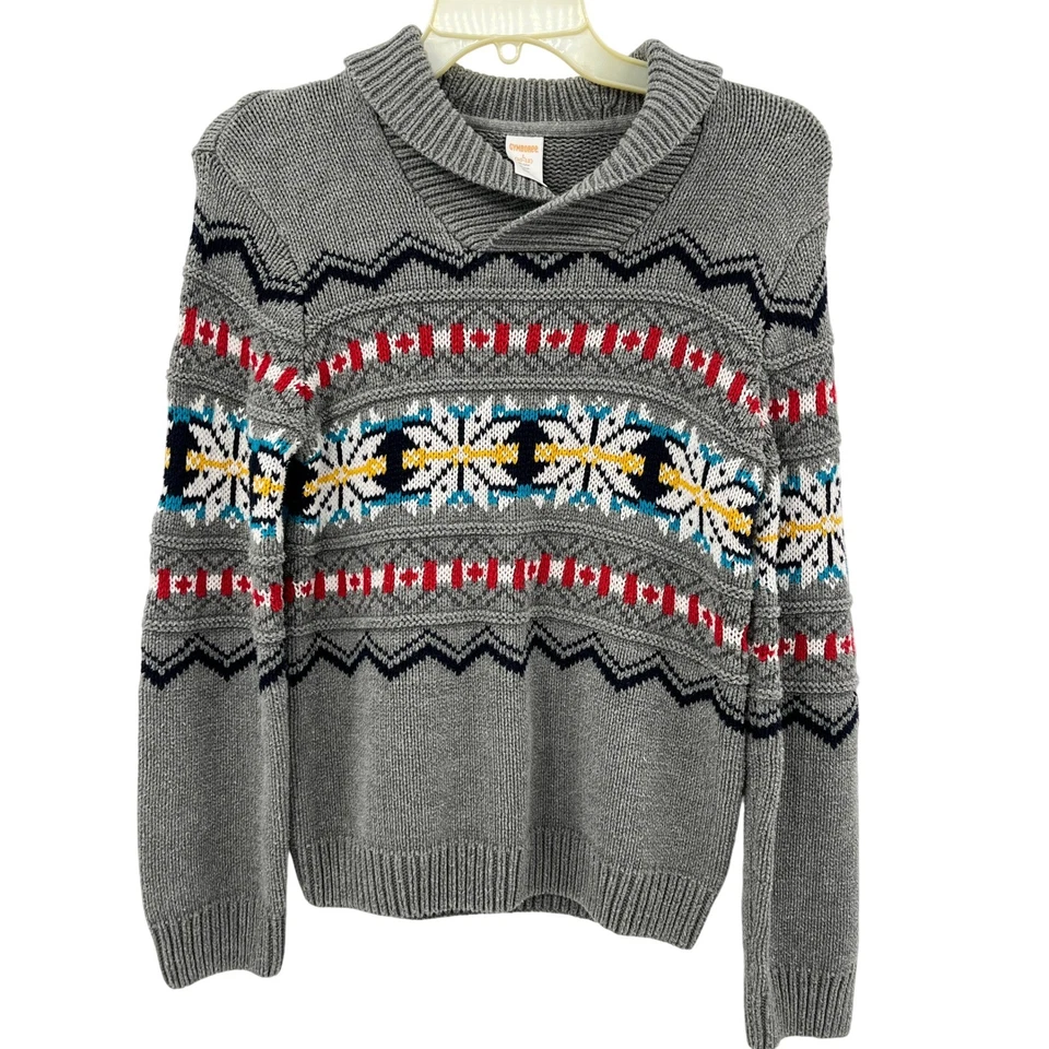 Suéter Gymboree Niños Gris Isla Justa Chal Cuello Talla L 10 12 Algodón Acrílico Foto 2 de 4