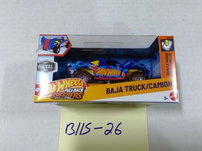 Hot Wheels Pull-Back Speeders Baja Truck Metal Blue Kids Toy 3+ Mattel New