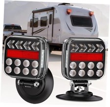 Wireless Trailer Lights Magnetic Kit, Portable LED Tow Lights with IP67 Black