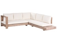 Lounge Set Zertifiziertes Akazienholz Hellbraun Rechtsseitig Mit Auflagen