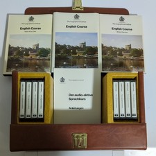 The Linguaphone Institute: Kunstlederkoffer mit 3 Büchern & 8 Kassetten Selten 