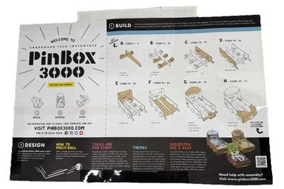 PinBox 3000 DIY Cardboard Pinball Machine Kit STEM Toy New Sealed