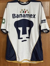 VTG Mexico Soccer Jersey Mens XL White Gold Blue Banamex Telcel Boletazo Pepsi