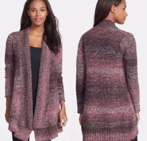 Prana Rhonda Burgundy Marled Wool Blend Duster Sweater - Size Medium