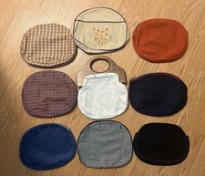 Vintage Bermuda Bag and Covers Set of 8 , Beige Neutral Solid Wooden Handle