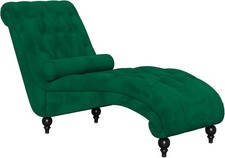 Velvet Button-tufted Indoor Chaise Lounge, Upholstered Chaise Longue Chair with