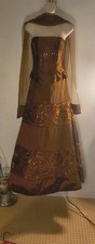Authentic JOVANI Vintage Bronze Sequin Gown | Peplum Strapless Size 14- 16 X