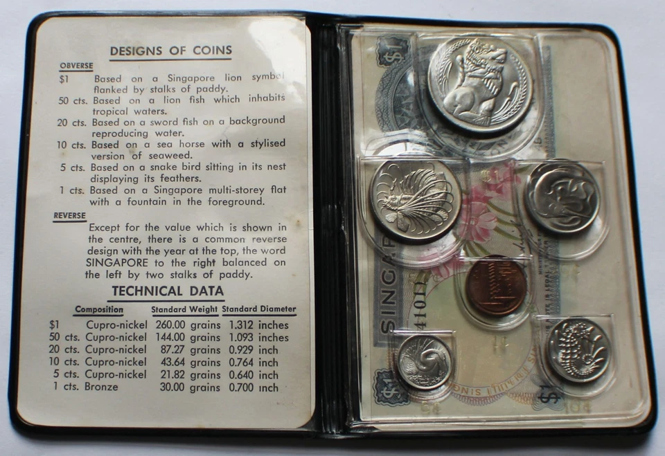 1969 Singapore First Series Mint Set – 6 Coins + $1 Orchid Banknote, Royal Mint - Image 2 of 4