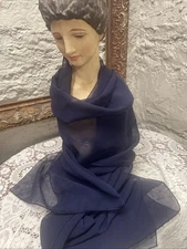 Cejon Solid Navy Blue Scarf 20x68”