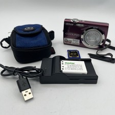 Nikon Coolpix Digital Camera - S230 - Plum - Bundle Deal - Blue Case - Works