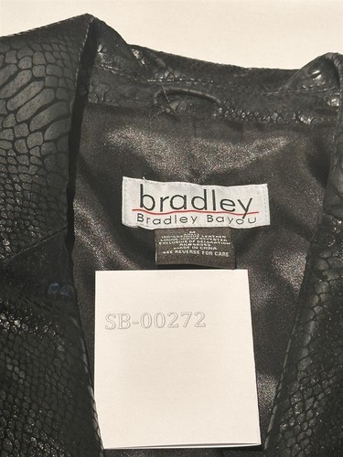 Bradley Bayou Women's Sz M Genuine Leather Blazer Jacket Black Snakeskin Design - Picture 10 of 10