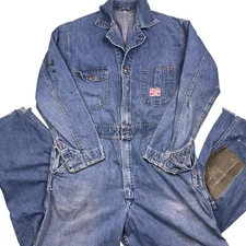 Vintage 40s Montgomery Ward Pioneer Sanforized denim coveralls 34x27 USA