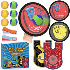 3-in-1 Toss Catch Ball Game Set, Kids Baseball Glove, Beach Games Outdoor Yar...