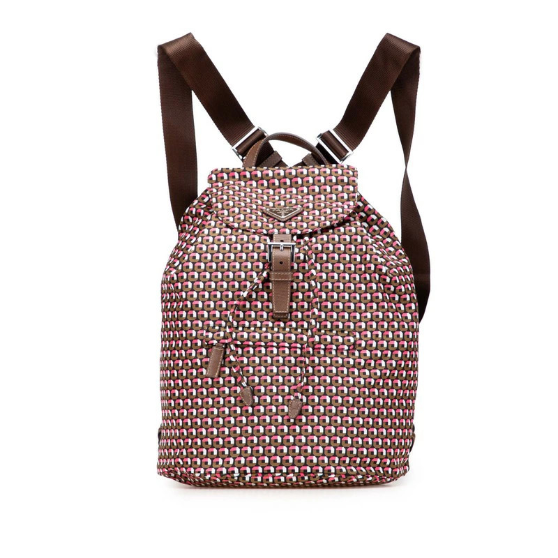 Prada Triangle Logo Plate Backpack Brown Pink | eBay Prada Triangle Logo Plate Backpack Brown Pink | eBay