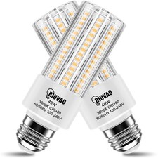 2 Pack 300W Equivalent LED Corn Light Bulb, 5000 Lumen 3000K 40w Warm Light