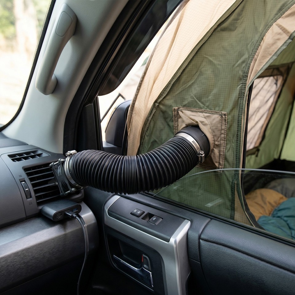 USB Air Duct Fan Car AC Extension Tube 3M, Vent Extender for Rear Seats ...