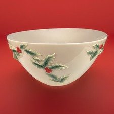 FRANZ collection FZ00584 Holly Berries Large Bowl Hand Painted Porcelain