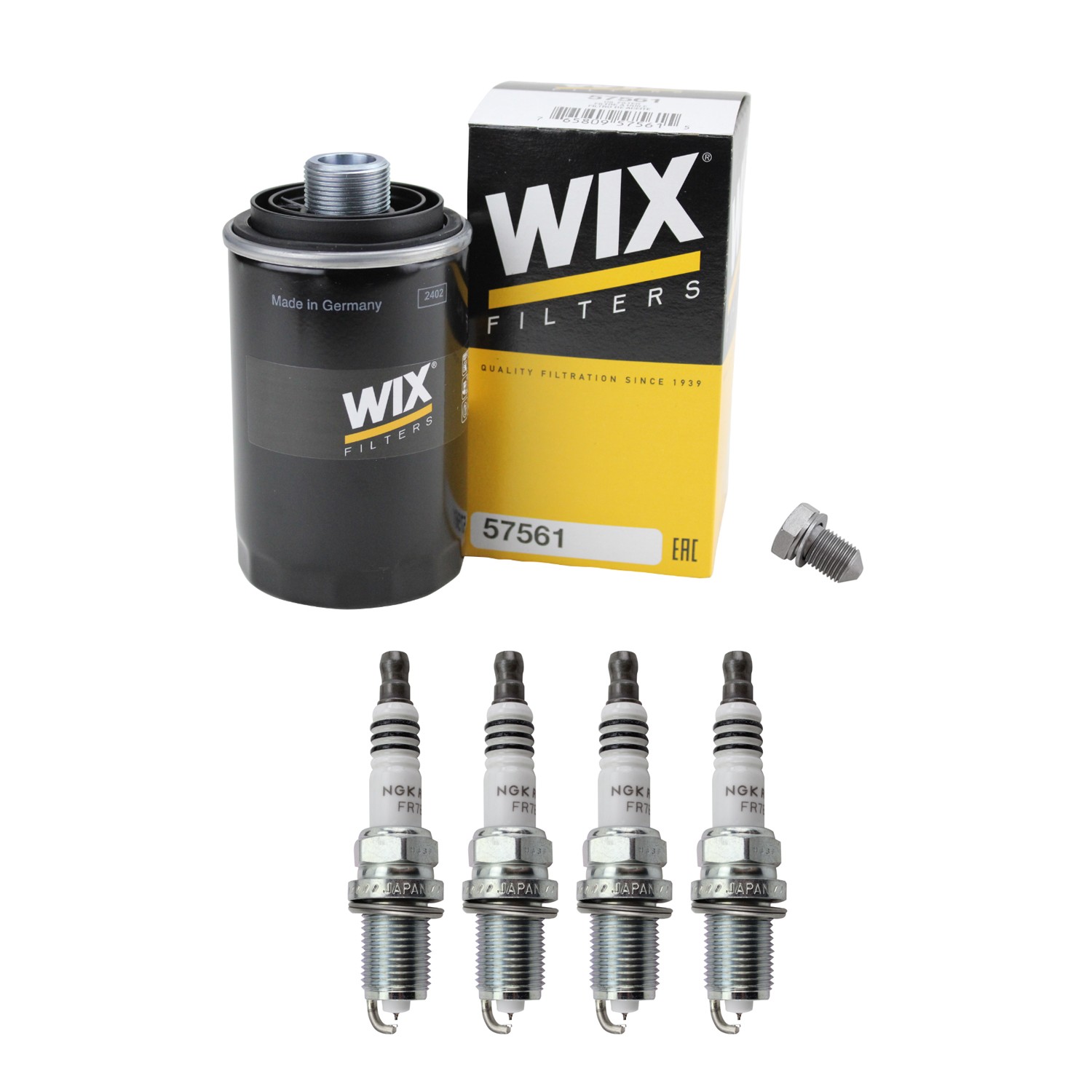 Wix Engine Oil Filter  NGK 4 Ruthenium HX Spark Plugs kit for Audi A3 A4 A5 A6