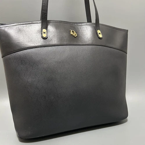 Sac fourre tout Christian Dior nid d'abeille PVC cuir noirA4 taille Neuf