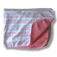Cloud Island Baby Blanket pink white Striped X Pattern Sherpa