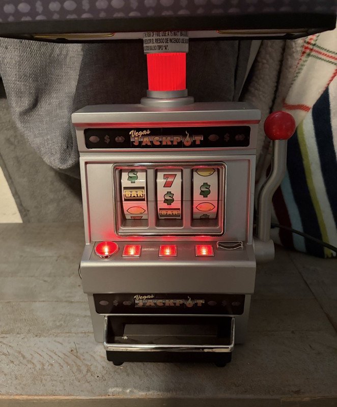 Vegas Jackpot Tabletop Mechanical Slot Machine w/ Lights, Lever & Coin Tray